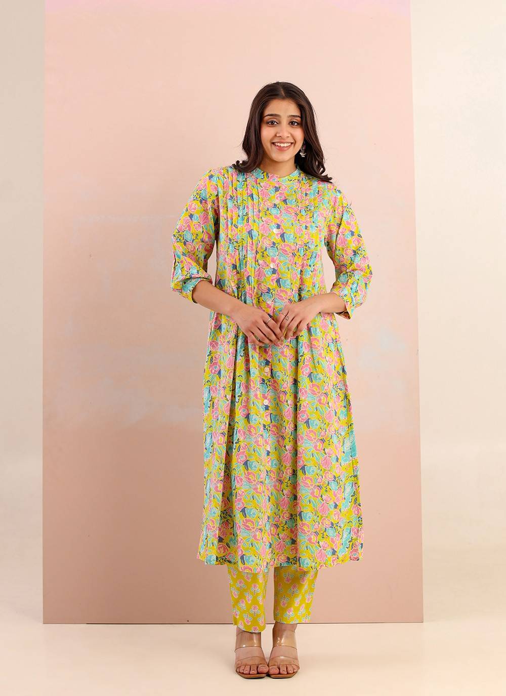 Blazing Bright A-Line Cotton Kurta Pant