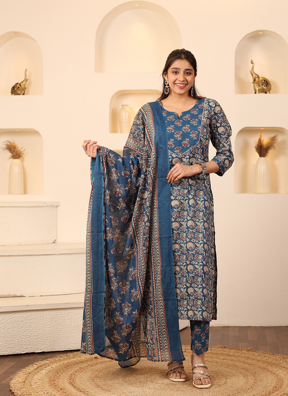 Taarini Straight Cotton Dupatta Suit