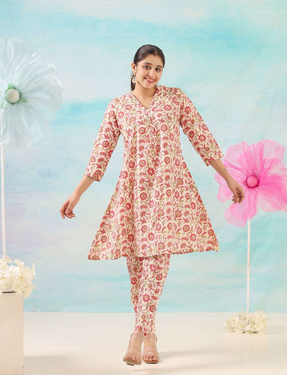 Sanganeri Bloom Straight Cotton Co-ords Set