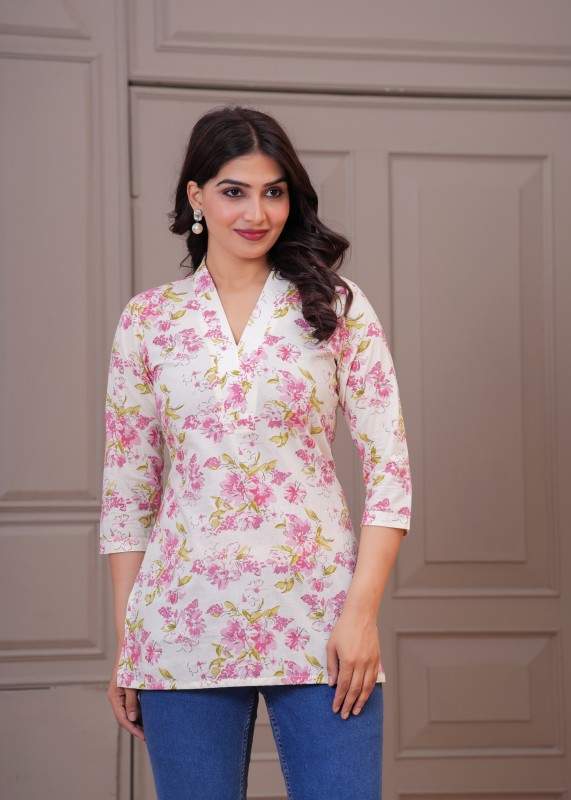 Charvi Cotton Floral Print Top