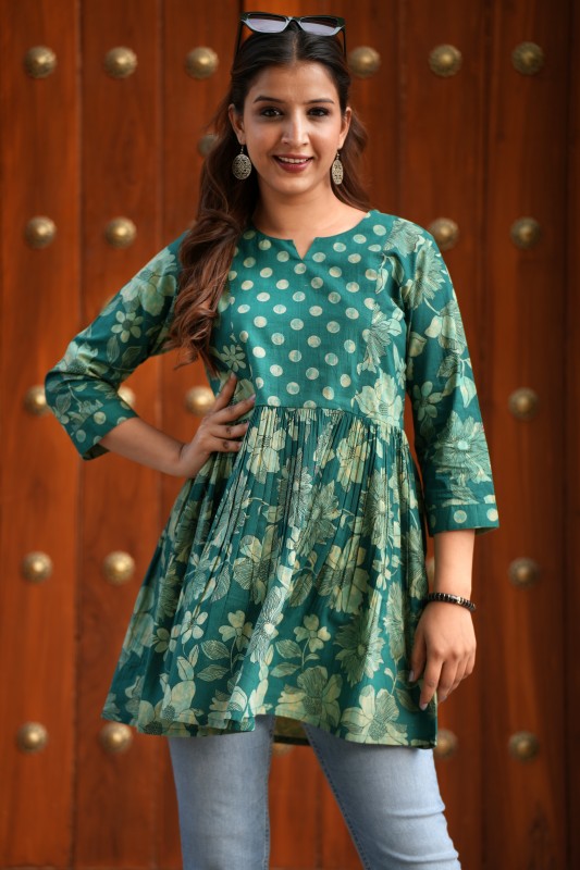 Green Polka Cotton Top