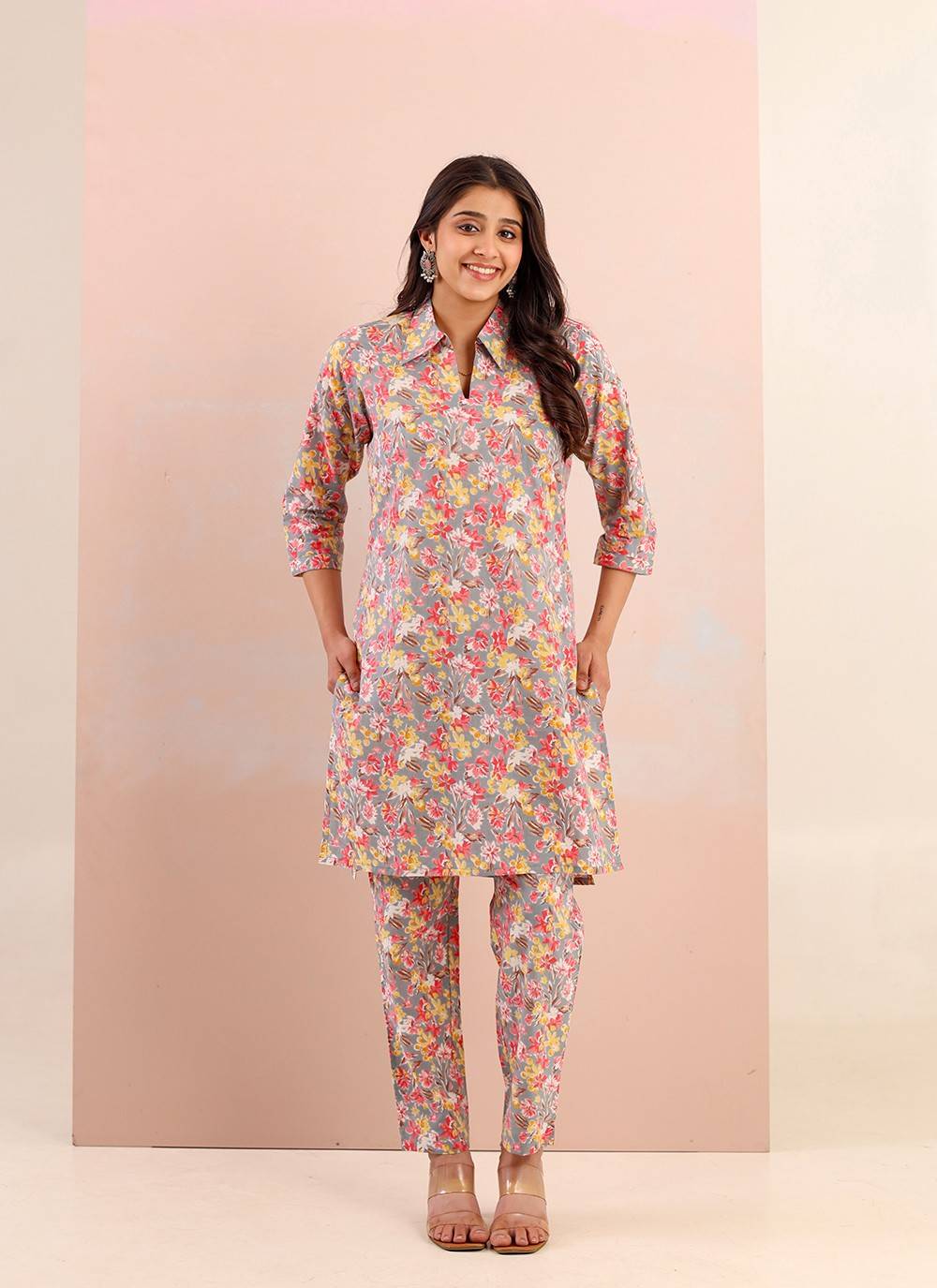 Ash Straight Cotton Co-ords Set
