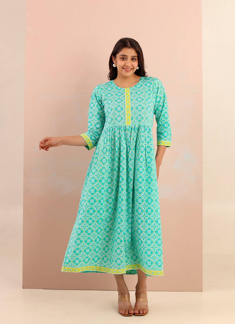 Minty Midi Dress Flared Cotton Dress