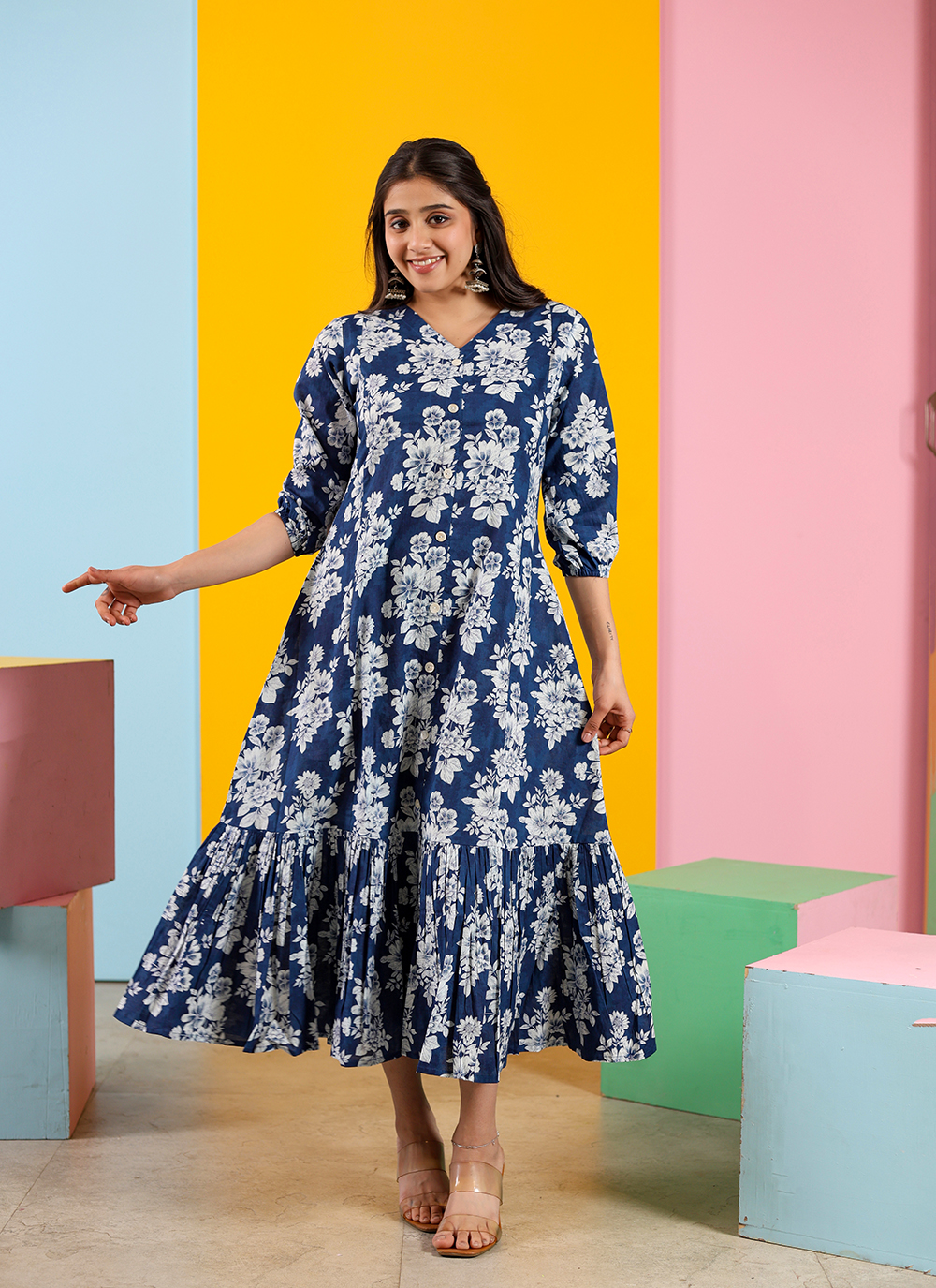 Eclipse Blue Summer Midi Dress