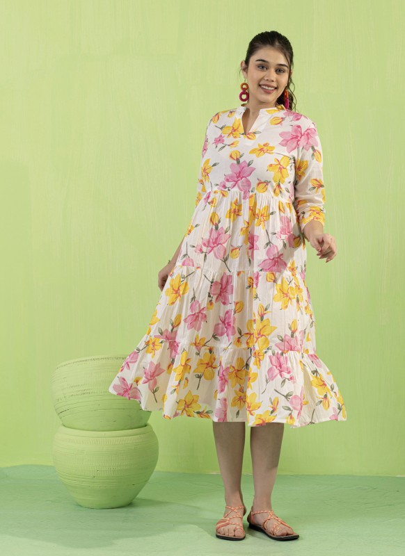 Sunshine Bouquet Flared Cotton Dress