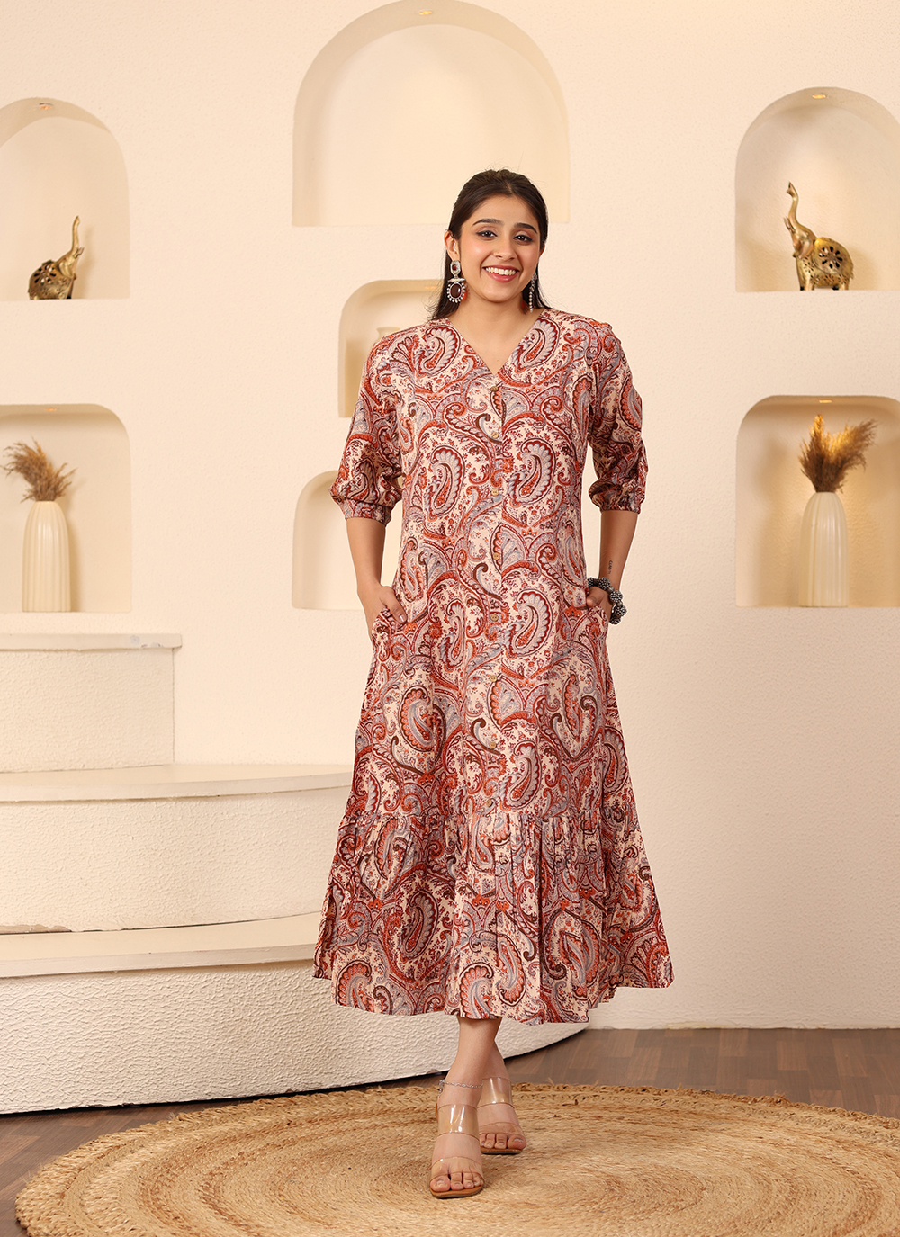 Rustic Sunset Summer Midi Dress