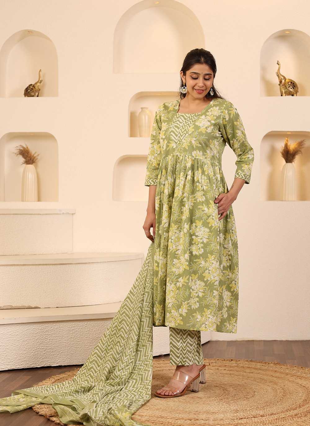 Meher Mist A-Line Cotton Dupatta Suit