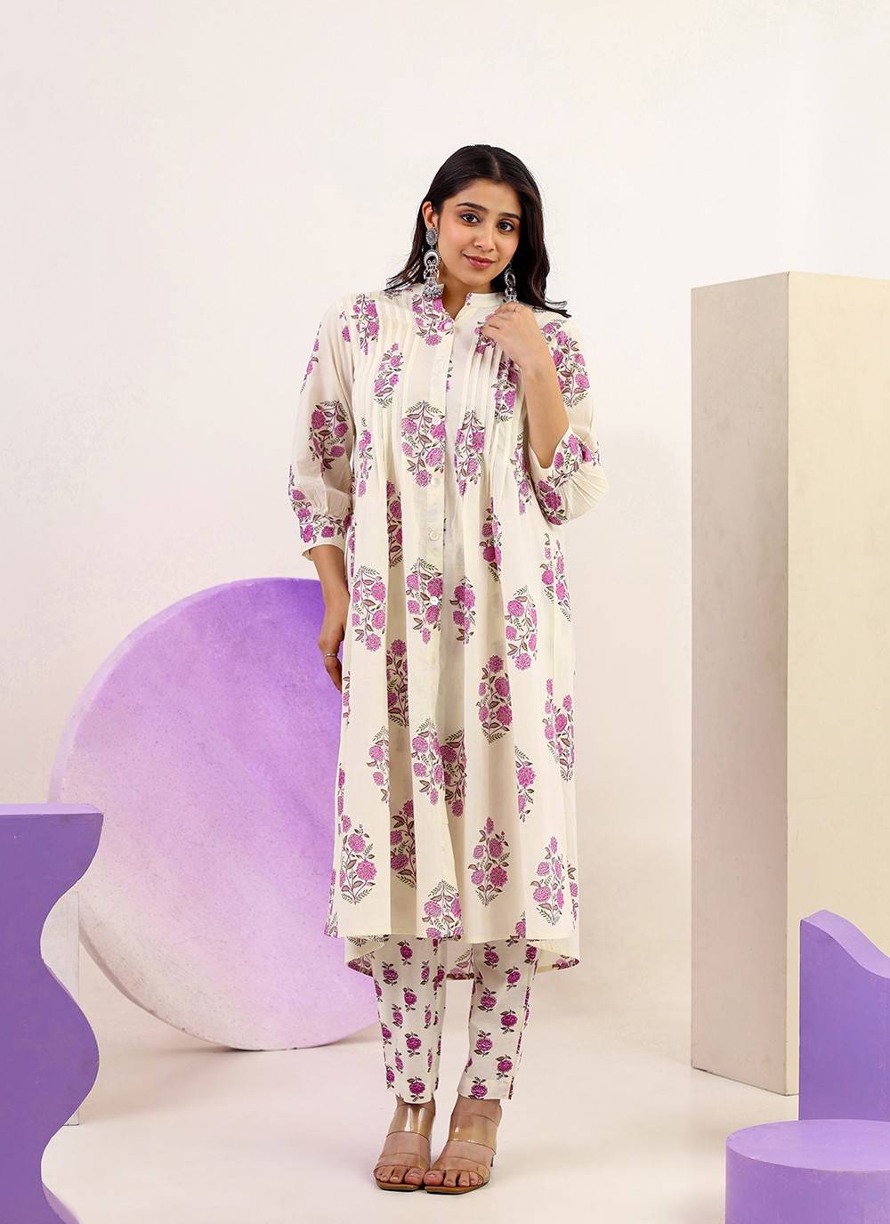 Lavender Lush A-Line Cotton Kurta Pant