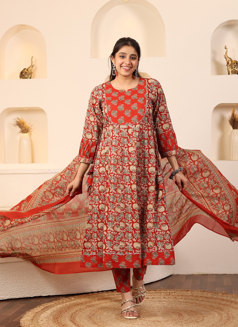 Manjari Anarkali Cotton Dupatta Suit