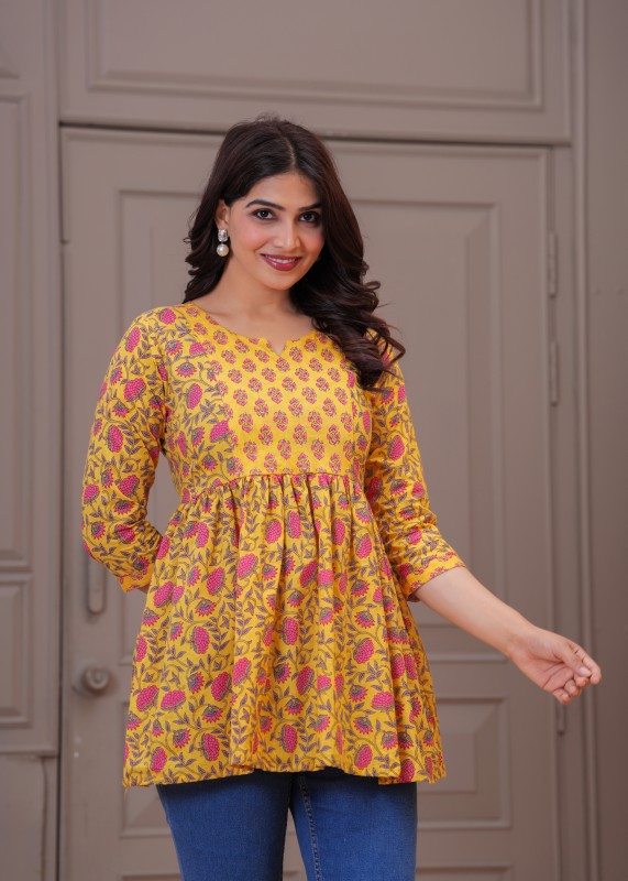 Kavya Cotton Floral Print Top