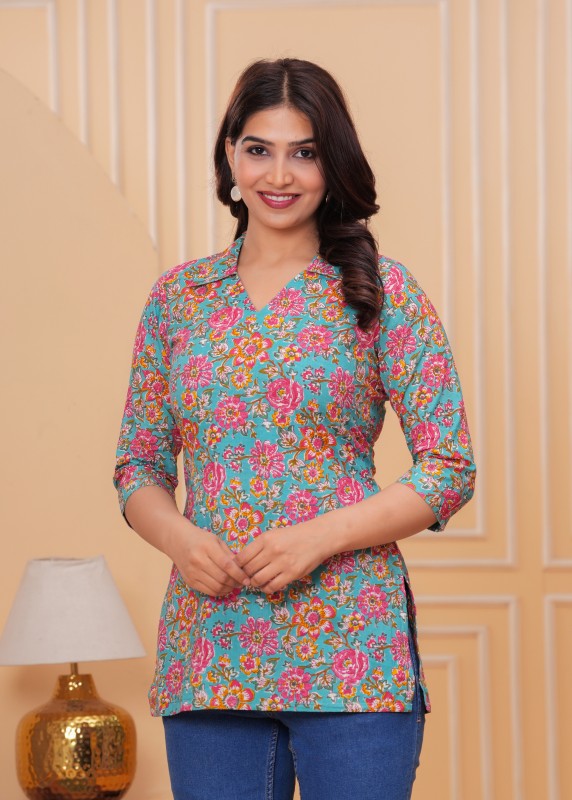 Amaya Cotton Floral Print Top